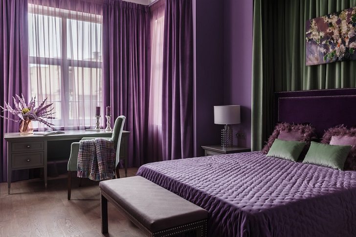 Mẫu thiết kế phòng ngủ màu tím mộng mơ dễ thương