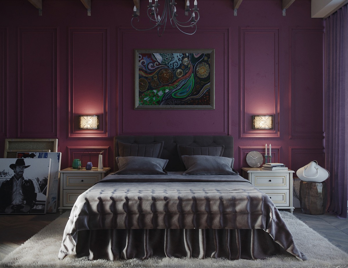 Mẫu thiết kế phòng ngủ màu tím mộng mơ tuyệt đẹp