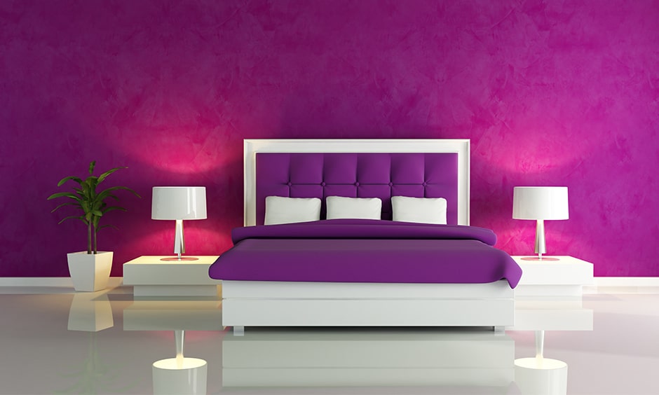 Mẫu thiết kế phòng ngủ tím đơn giản đẹp