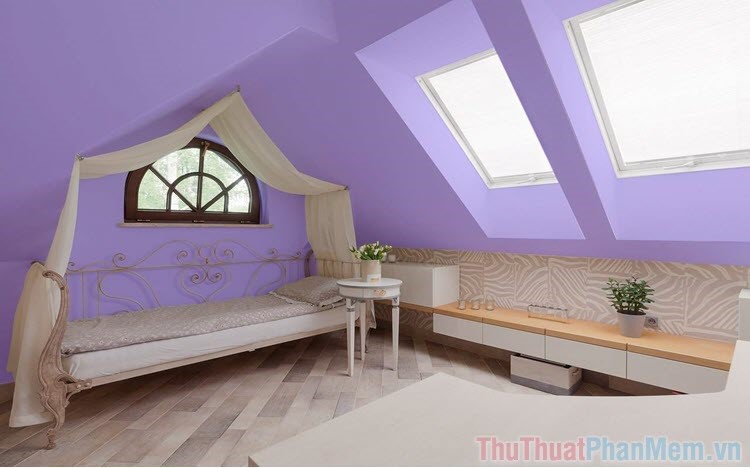Những mẫu thiết kế phòng ngủ màu tím đẹp nhất 2024