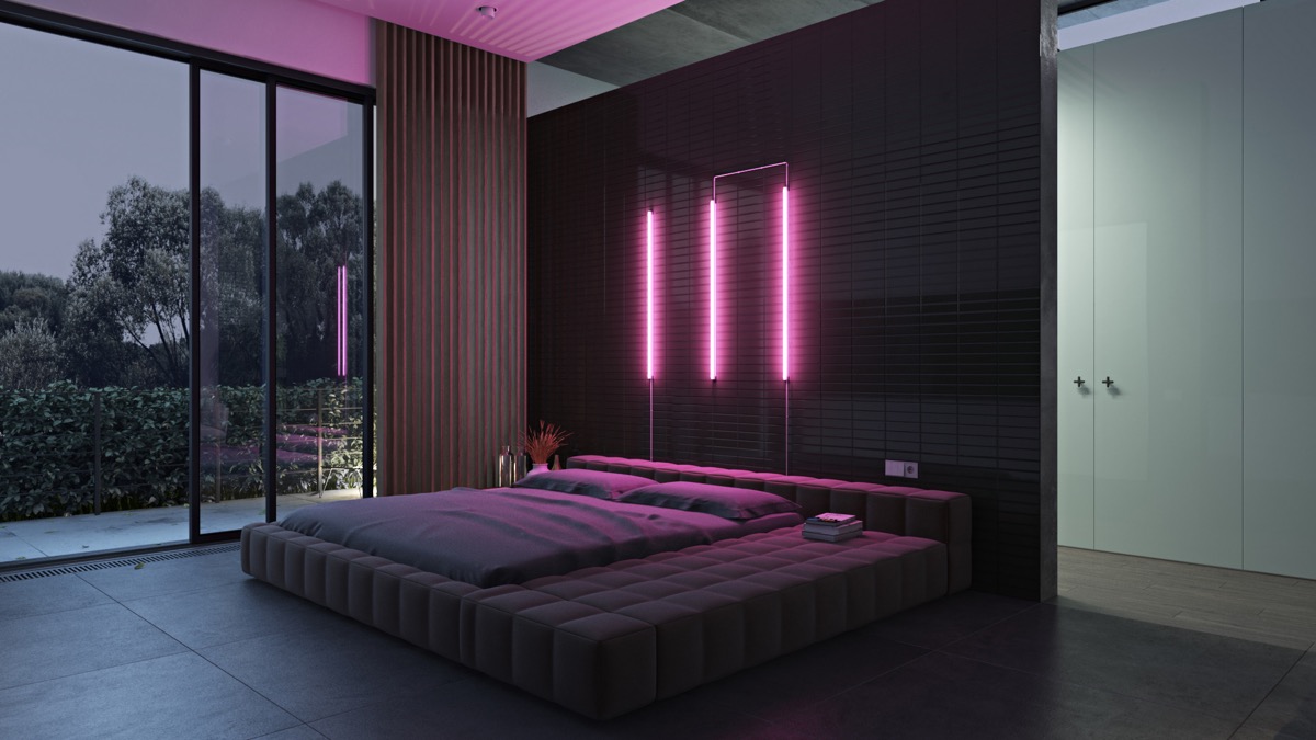 Thiết kế phòng ngủ màu tím hiện đại đẹp