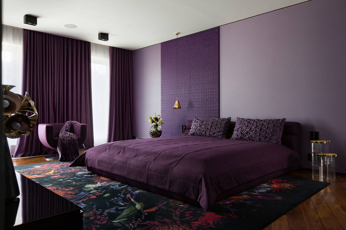 Thiết kế phòng ngủ màu tím mộng mơ đẹp