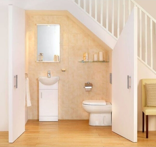Thiết kế WC đẹp dưới cầu thang tiết kiệm diện tích