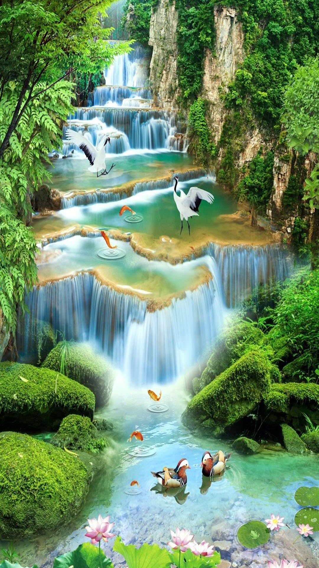 Hình nền thiên nhiên thác nước 3D đẹp cho điện thoại