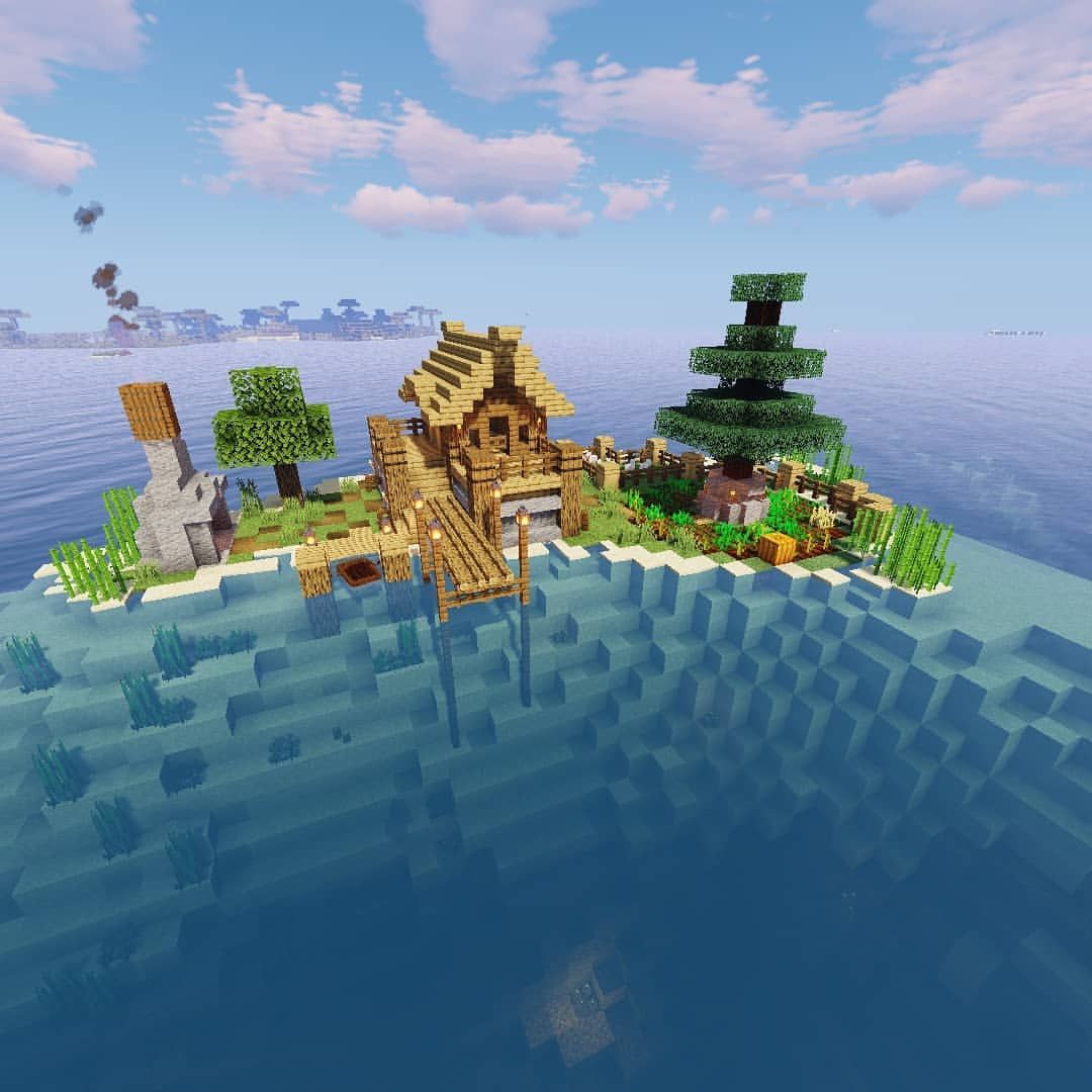 Mẫu nhà Minecraft trên đảo