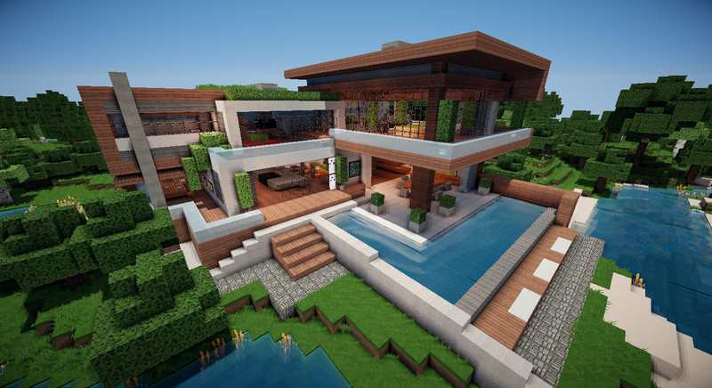 Thiết kế nhà có bể bơi trong Minecraft