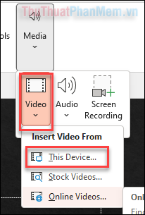 Chọn nơi lưu trữ video mà bạn cần chèn
