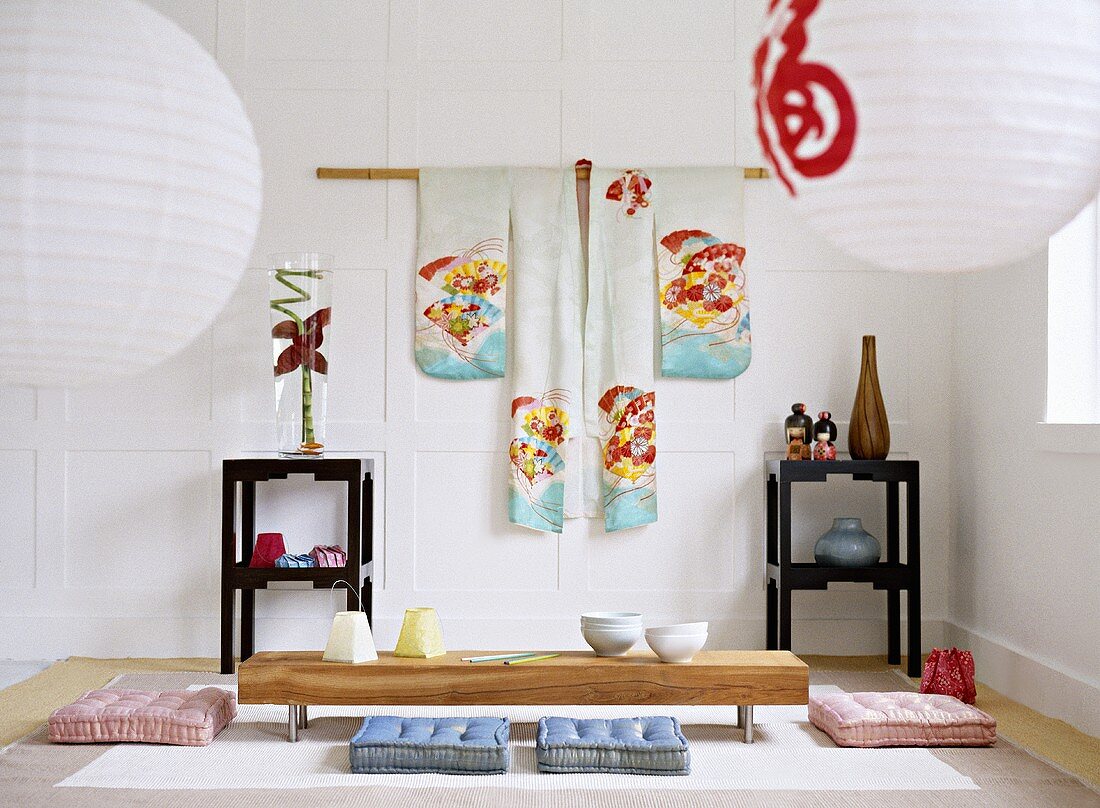 Phòng khách kiểu Nhật bán hiện đại đẹp