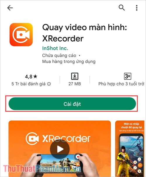 Truy cập trang Download Xrecorder để tải ứng dụng về điện thoại và sử dụng