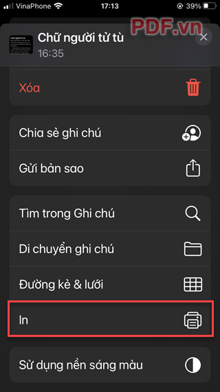 Chọn In