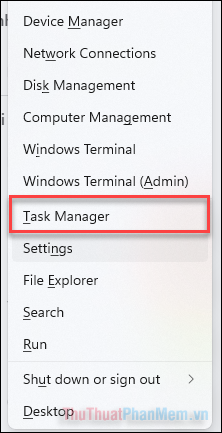 Chọn Task Manager ở menu