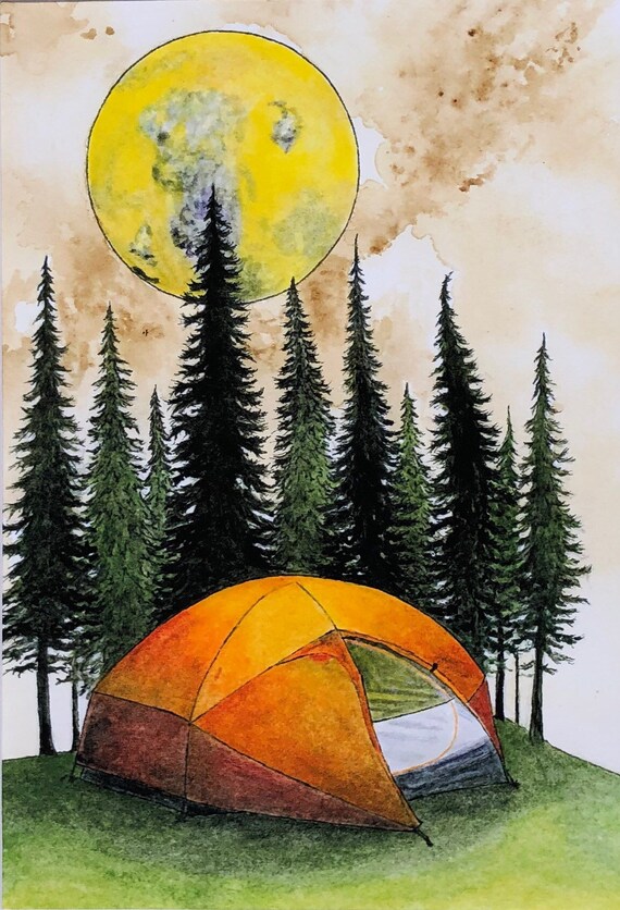 Tranh vẽ lều cắm trại đẹp mắt nhất