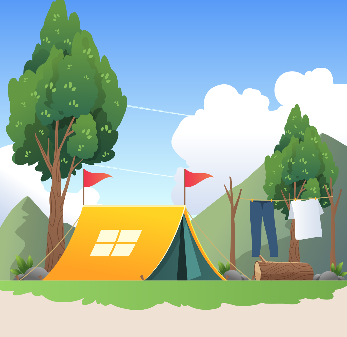 Tranh vẽ lều trại Digital