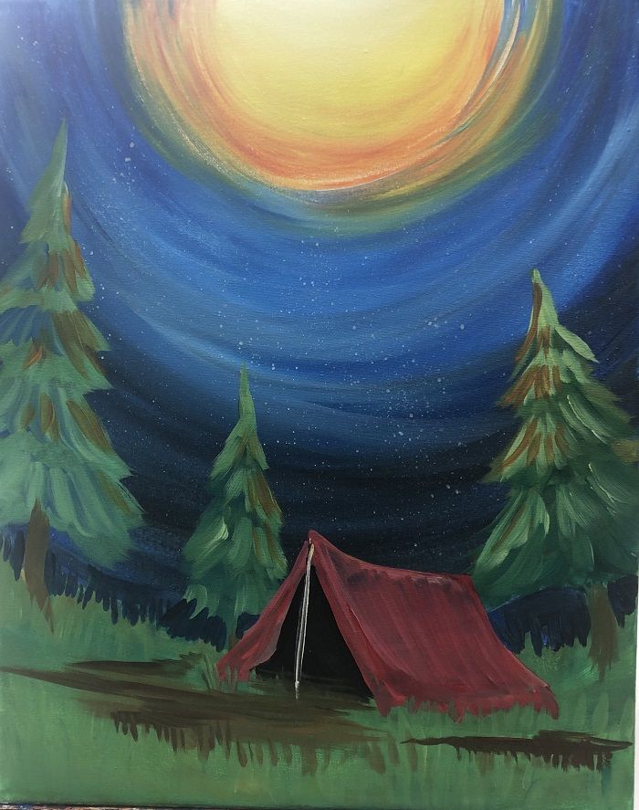 Tranh vẽ lều trại nghệ thuật