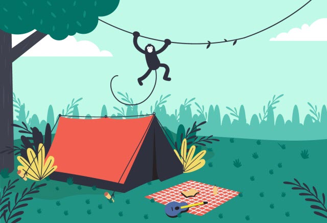 Tranh vẽ tô điểm lều trại đơn giản