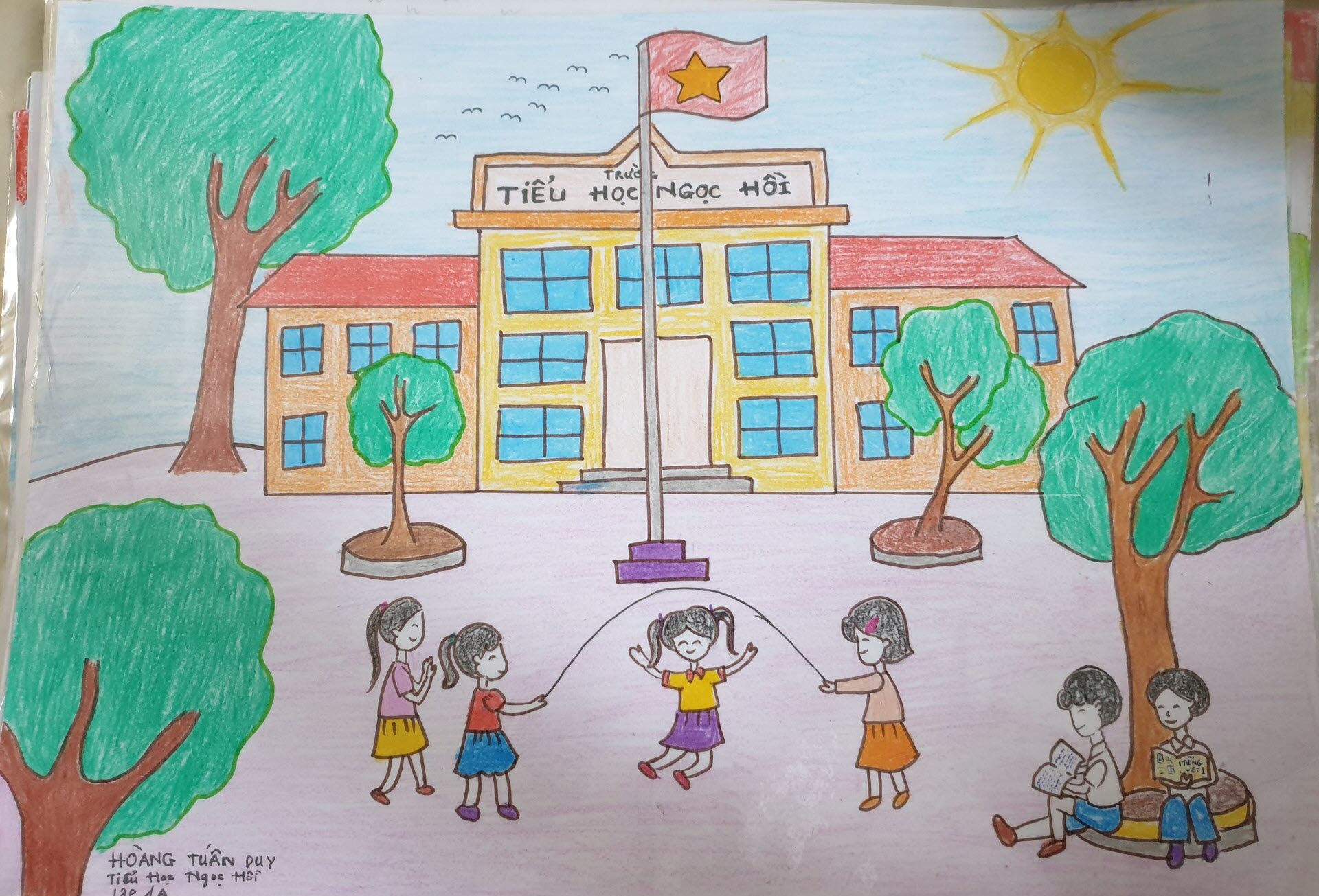 Tranh vẽ đề tài trường em  Tài liệu miễn phí cho Giáo viên học sinh