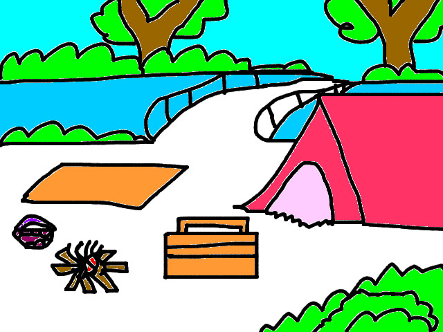 Vẽ tranh lều trại đơn giản