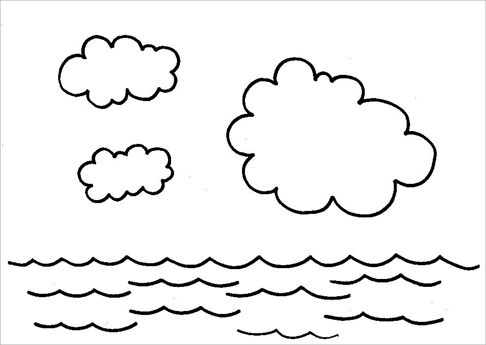 Hình ảnh đám mây cho bé tô màu