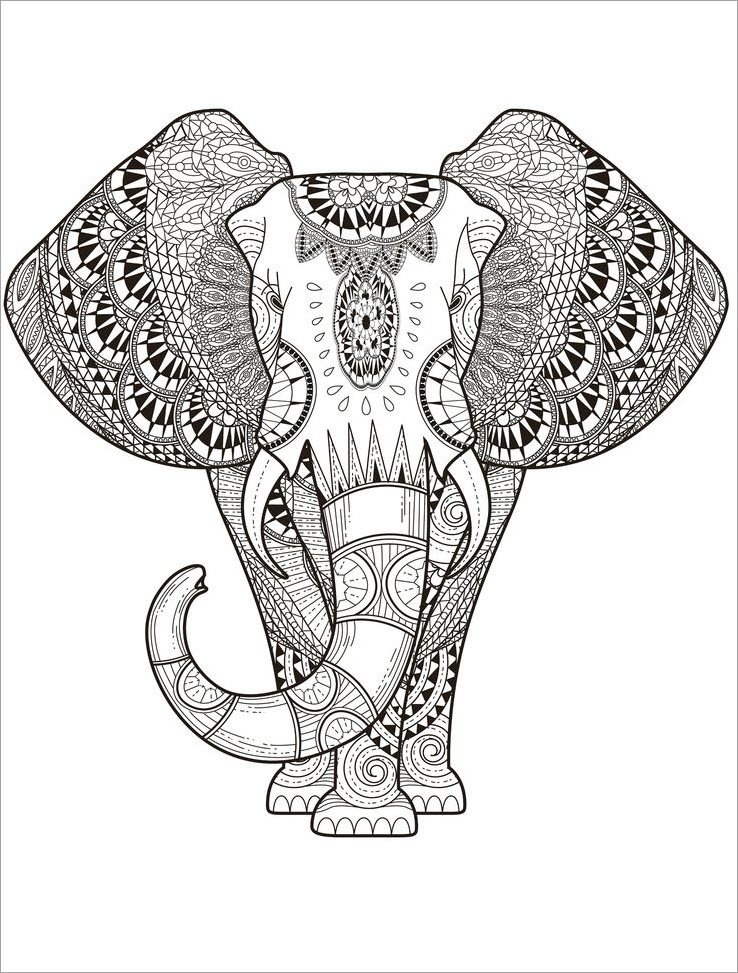 Tranh tô màu con voi nghệ thuật đẹp