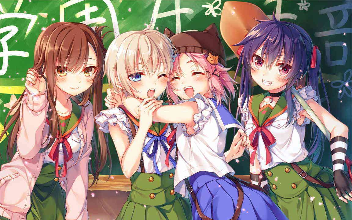 Hình ảnh nhóm bạn thân 4 người anime