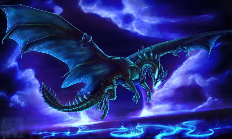 Blue fire dragon