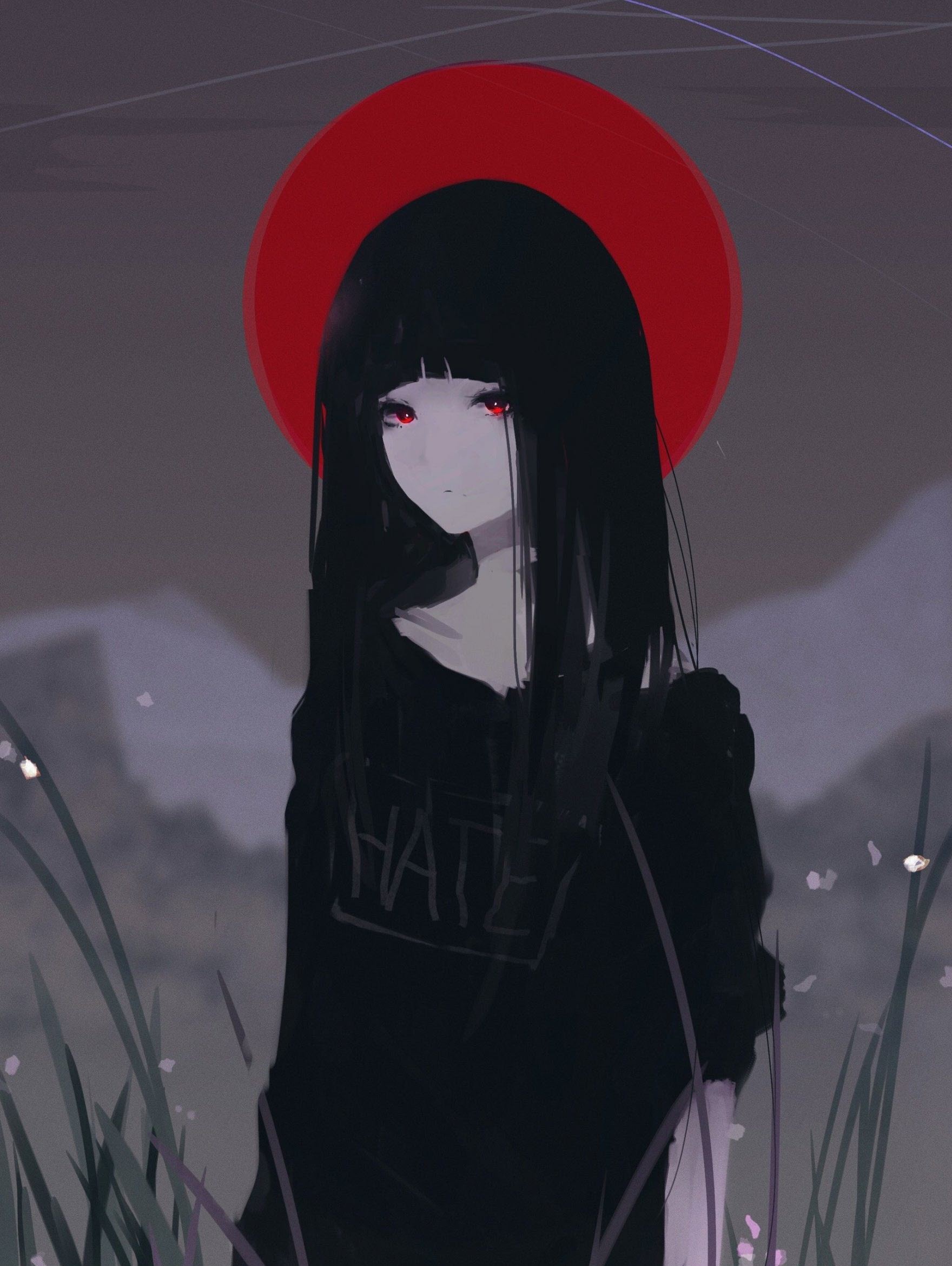 Hình ảnh anime girl lạnh lùng trắng đen