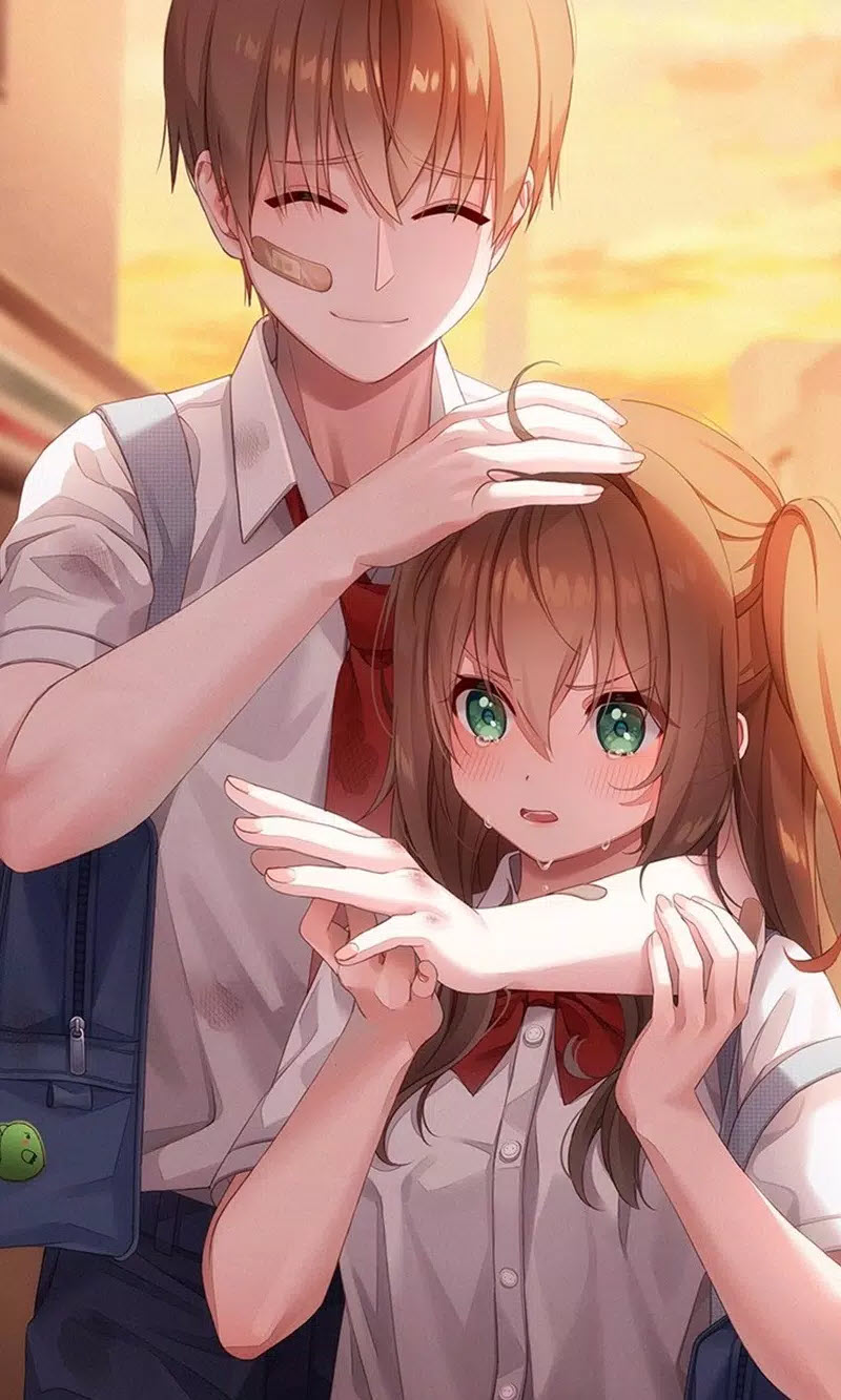 Hình ảnh cặp đôi yêu nhau học sinh anime