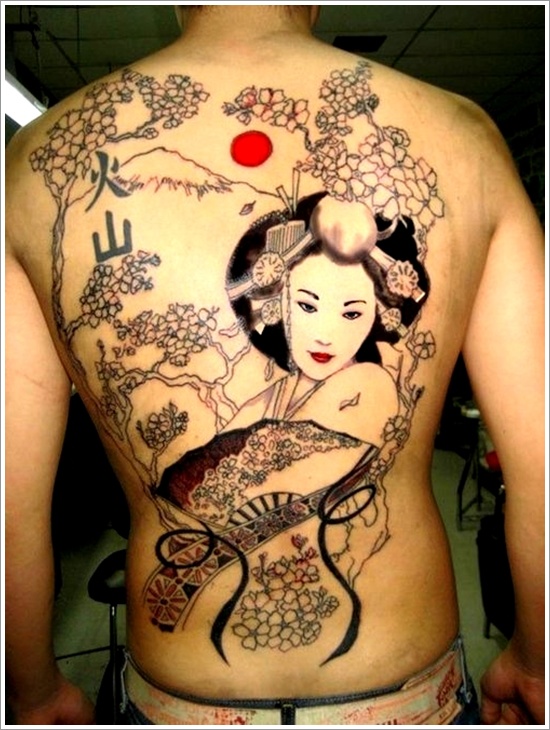 Hình xăm Geisha hoa Anh Đào rất đẹp nhất