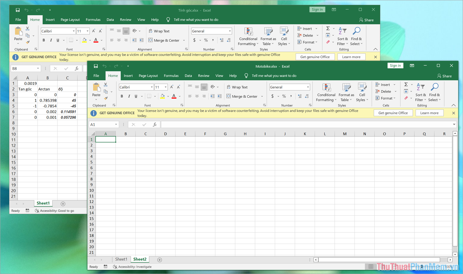 Các file Excel trên máy tính sẽ được mở trên cùng một màn hình