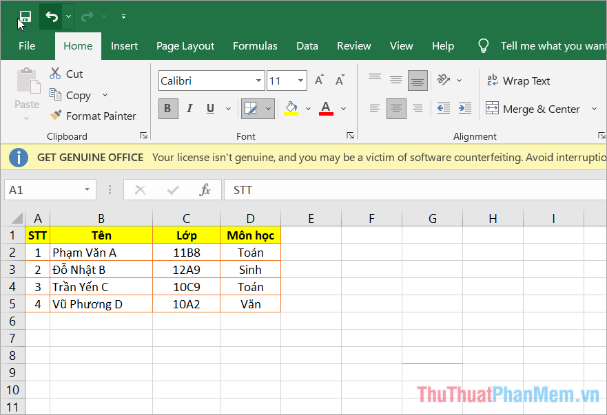 Bạn có thể chọn màu khác thông qua bảng màu phổ thông của Excel