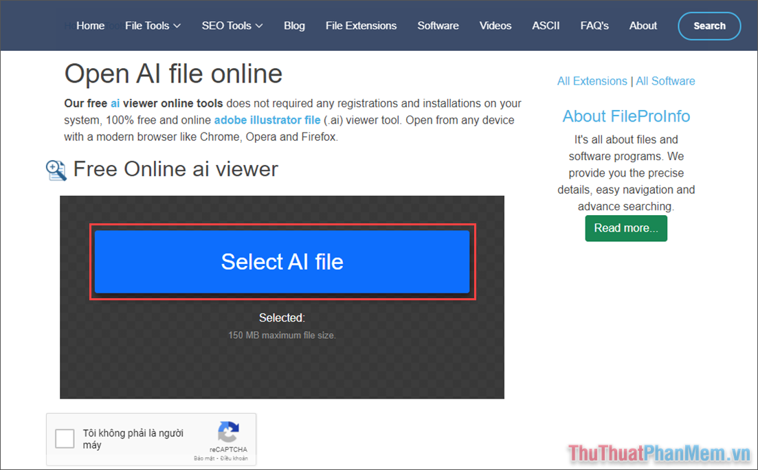 Chọn Select AI File để mở file cần xem trên máy tính