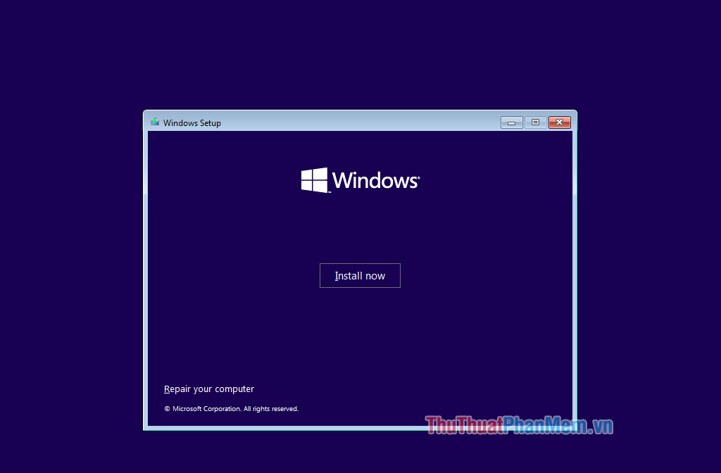 Nhấn tổ hợp Shift + F10 tại giao diện chính của Windows Setup