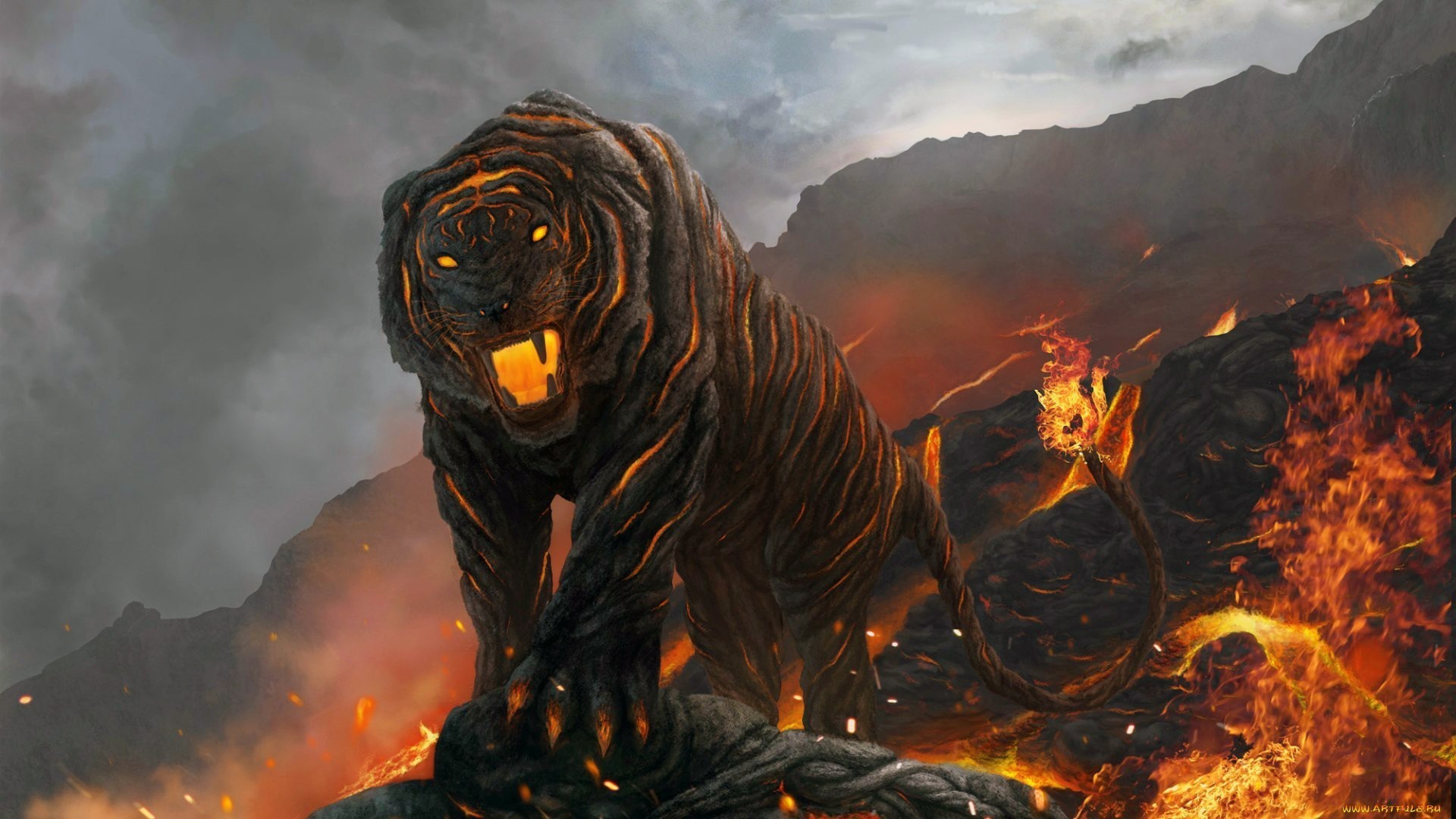 Hình nền con hổ lửa ngầu đẹp