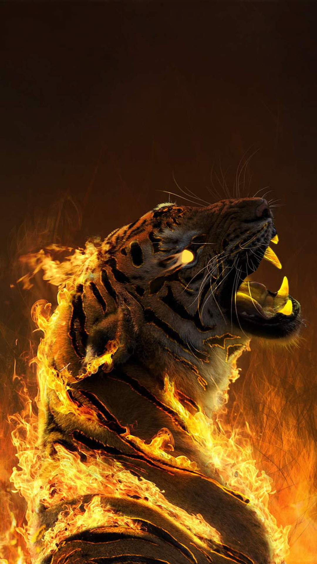 Hình nền điện thoại Fire Tiger Full HD cực đẹp