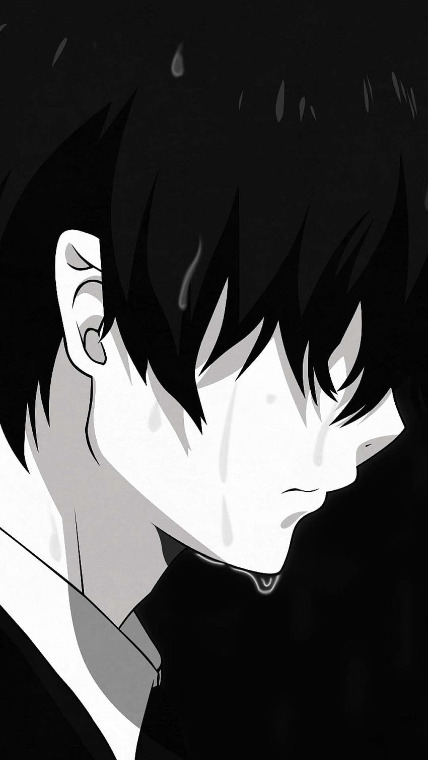 Ảnh Anime buồn khóc trắng đen