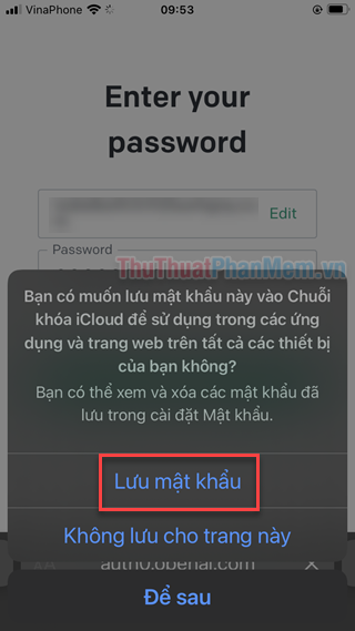Chọn Lưu mật khẩu để thuận tiện cho việc sử dụng ChatGPT sau này